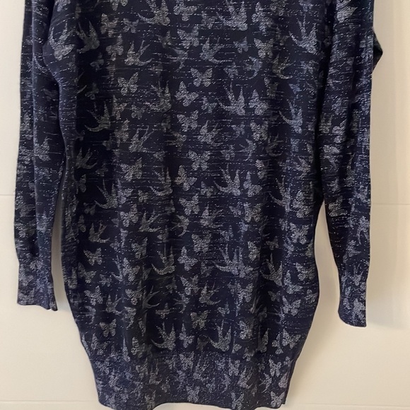 Yumi Long tunic metallic knitbutterfly and birds print long line oversized top - Picture 7 of 7